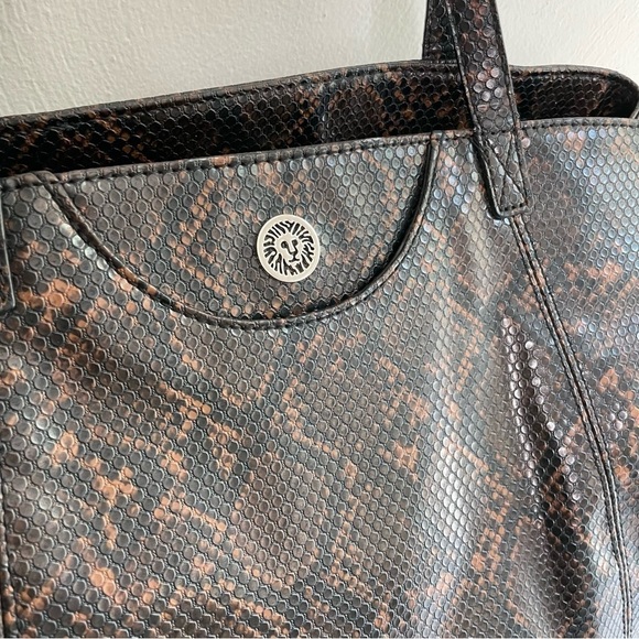 Anne Klein Large Faux Leather Snakeskin Python Tote Bag & Wrislet Animal Print - Picture 6 of 17